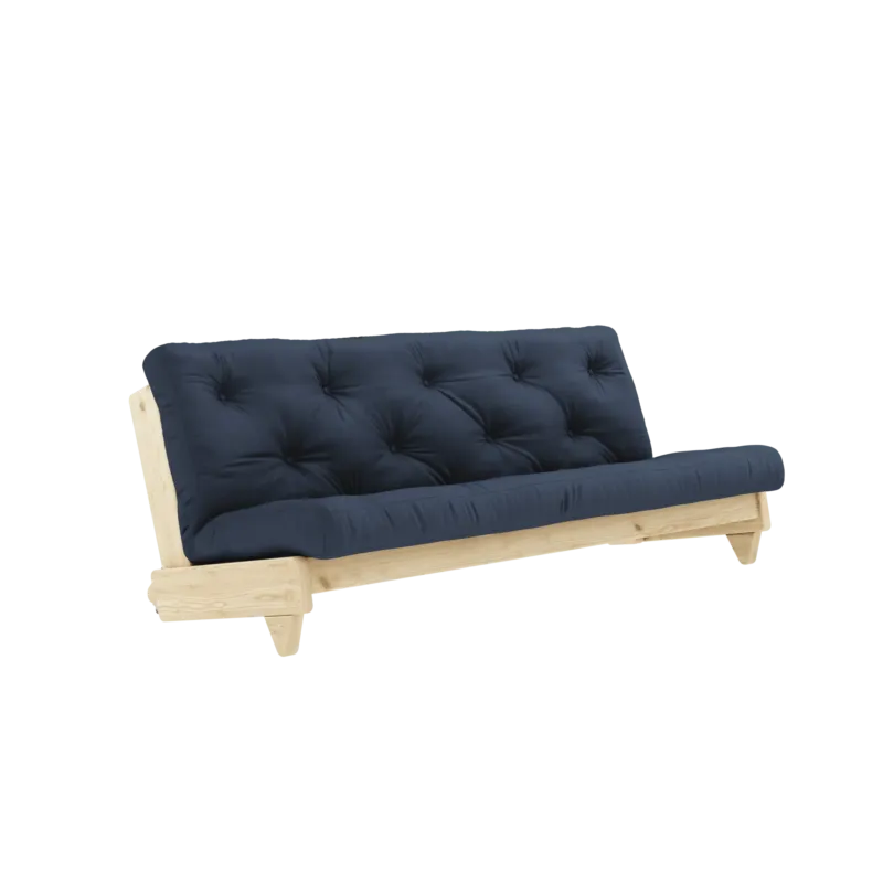 Canapé-lit en pin massif avec matelas en coton bleu marine 140x200cm Fresh - Karup Design - The Cool Republic
