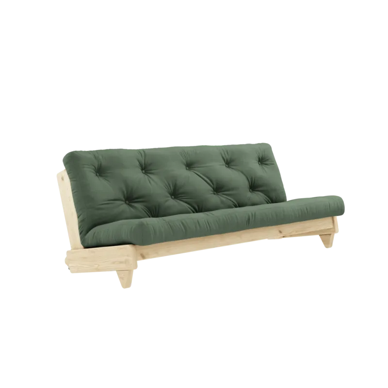 Canapé-lit en pin massif avec matelas en coton vert olive 140x200cm Fresh - Karup Design - The Cool Republic