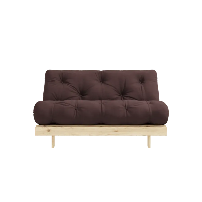 Canapé-lit en pin massif avec matelas marron 140x200cm Raw roots - Karup Design - The Cool Republic