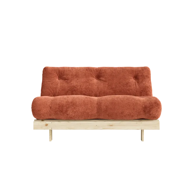 Canapé-lit en pin massif avec matelas retro orange 140x200cm Roots - Karup - The Cool Republic