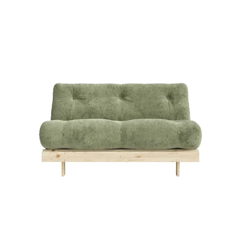 Canapé-lit en pin massif avec matelas retro vert 140x200cm Roots - Karup - The Cool Republic