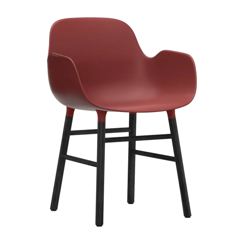 Chaise avec accoudoirs en bois noir et pp rouge Form - Normann Copenhagen - The Cool Republic