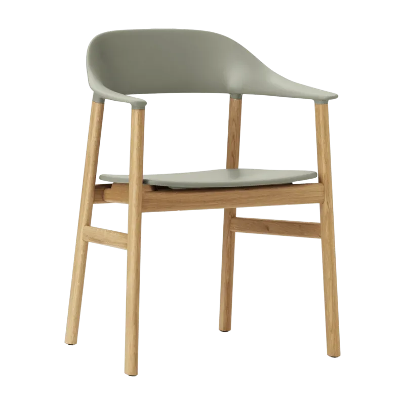 Chaise avec accoudoirs en chêne et polypropylene vert Herit Dusty vert - Normann Copenhagen - The Cool Republic