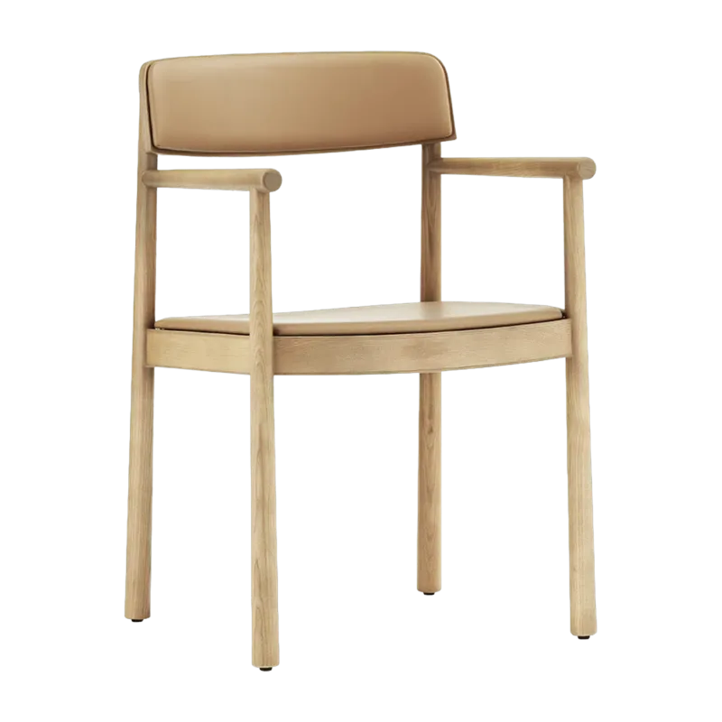 Chaise avec accoudoirs en frêne laqué et cuir camel Timb Tan/ Ultra Leather Camel - Normann Copenhagen - The Cool Republic