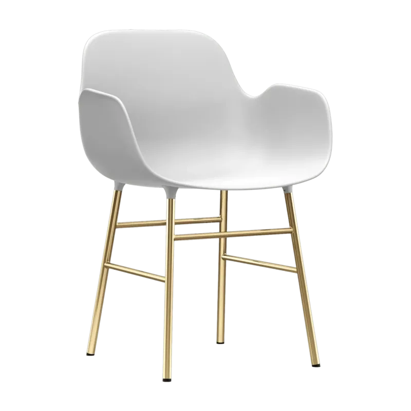 Chaise avec accoudoirs en laiton et pp blanc Form - Normann Copenhagen - The Cool Republic