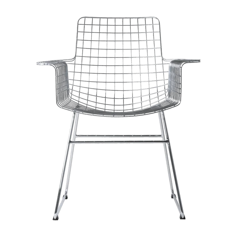 Chaise avec accoudoirs en métal chromé Wire - HKliving - The Cool Republic