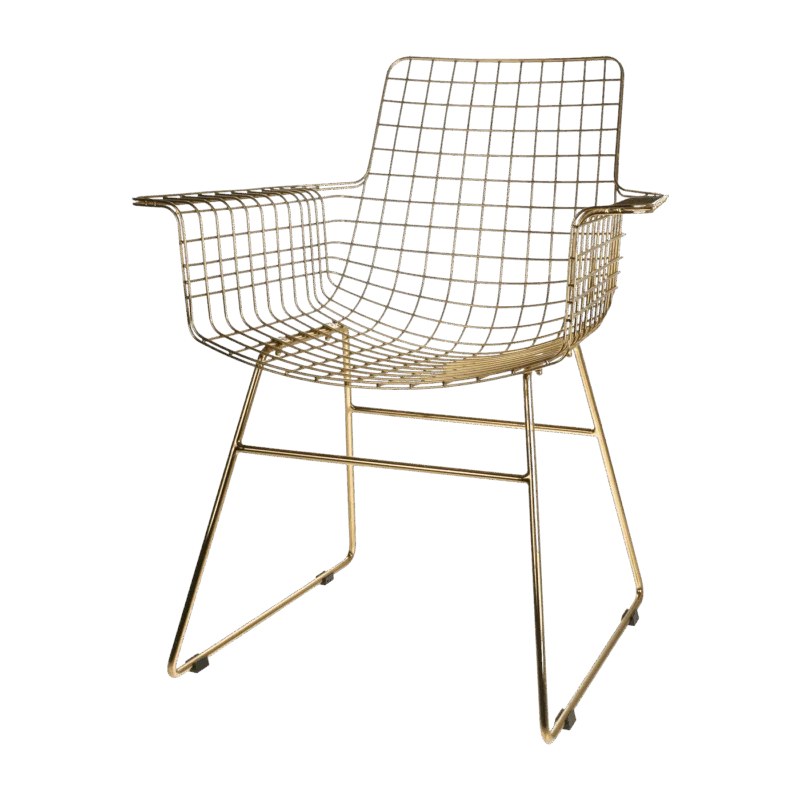Chaise avec accoudoirs en métal doré Wire - HKliving - The Cool Republic