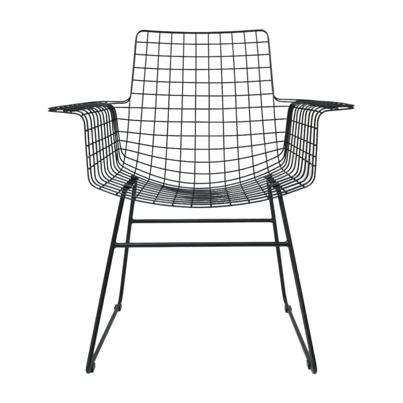 Chaise avec accoudoirs en métal noir Wire - HKliving - The Cool Republic