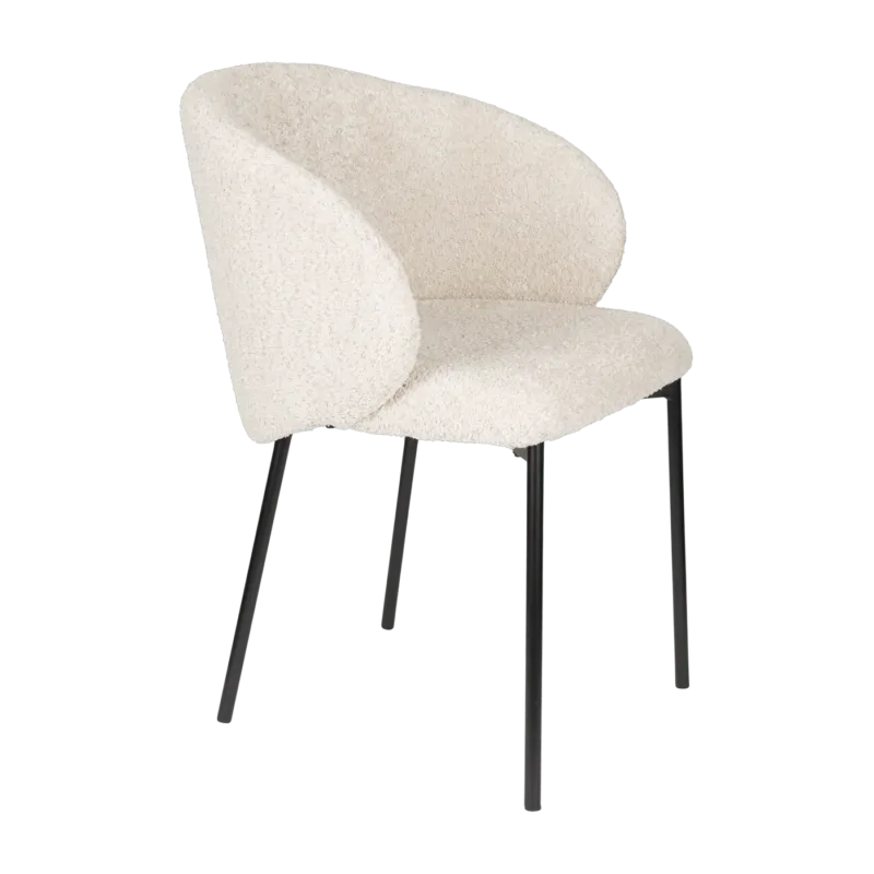 Chaise avec accoudoirs en tissu blanc Elma - The Cool Republic - The Cool Republic