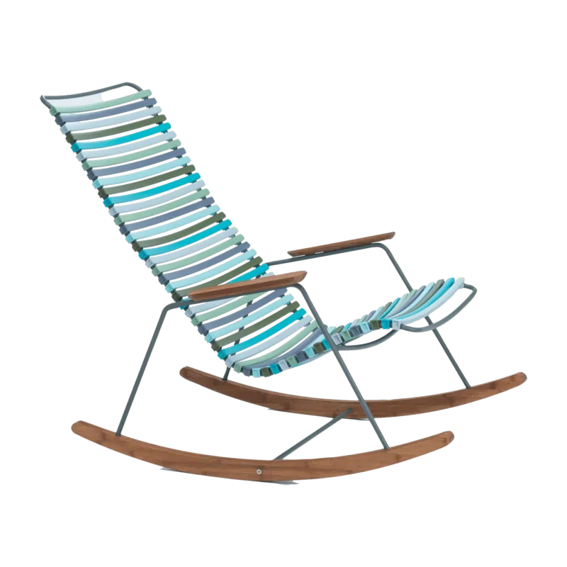 Chaise berçante en métal et plastique bleu vert multicolore 2 CLICK - Houe - The Cool Republic