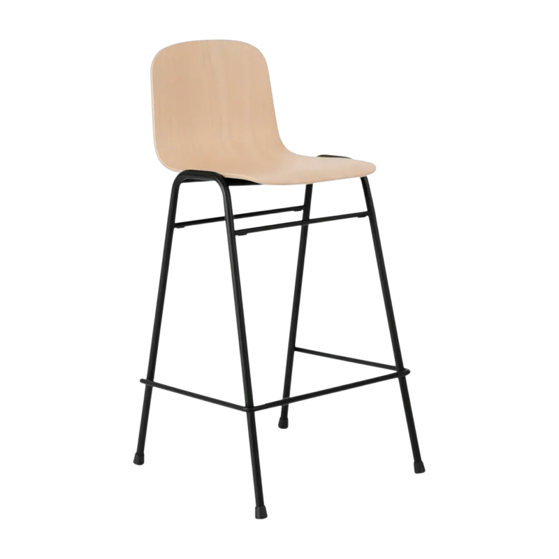 Chaise de bar 65 cm en bois naturel et cadre noir Touchwood - Hem - The Cool Republic