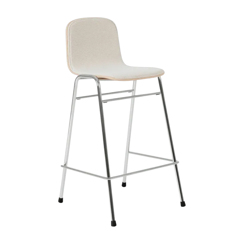 Chaise de bar 65 cm en tissu gris et cadre argenté Touchwood - Hem - The Cool Republic