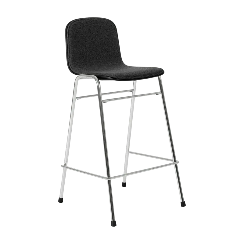 Chaise de bar 65 cm en tissu noir et cadre argenté Touchwood - Hem - The Cool Republic