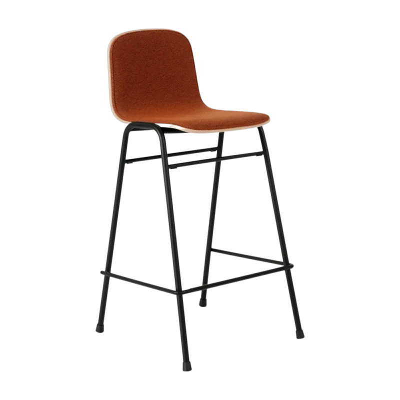 Chaise de bar 65 cm en tissu rouge et cadre noir Touchwood - Hem - The Cool Republic