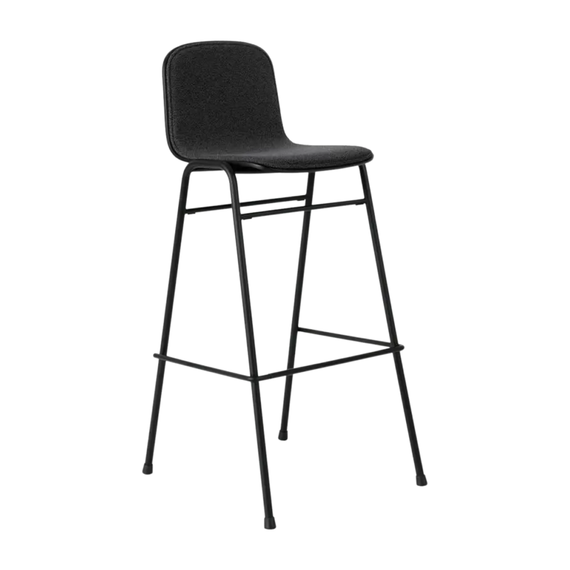 Chaise de bar 75 cm en tissu noir et cadre noir Touchwood - Hem - The Cool Republic