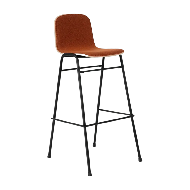 Chaise de bar 75 cm en tissu rouge et cadre noir Touchwood - Hem - The Cool Republic