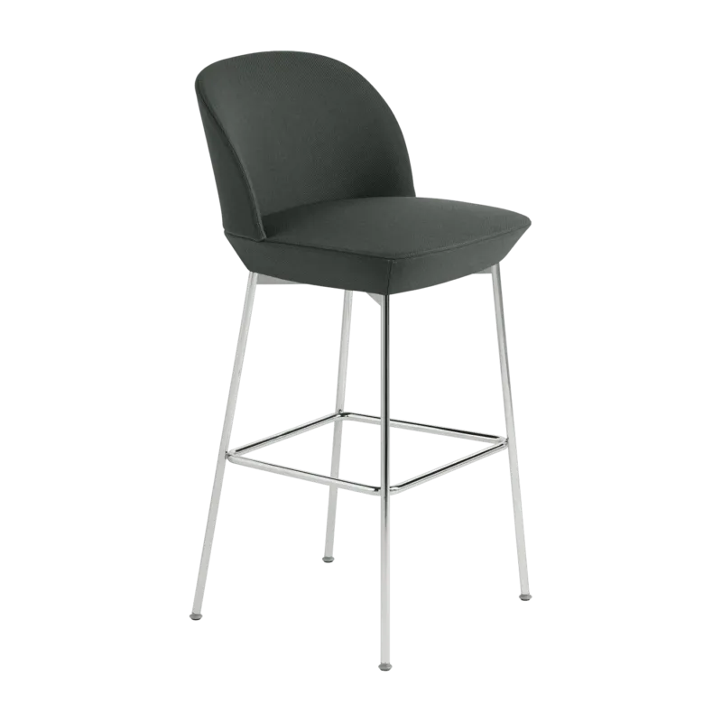 Chaise de bar 75 cm gris anthracite et pieds chrome Oslo - Muuto - The Cool Republic