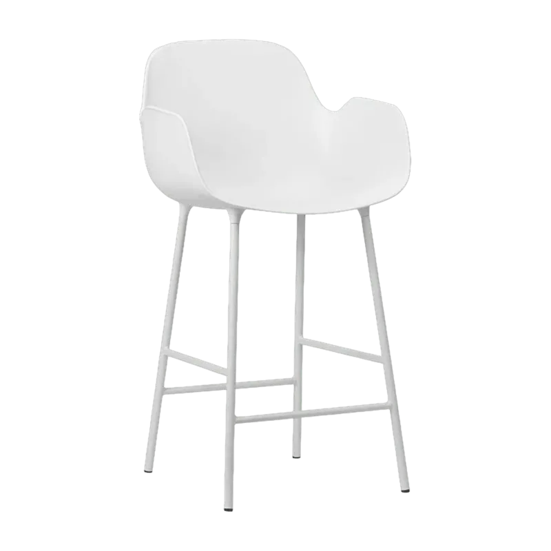 Chaise de bar avec accoudoirs en acier et pp blanc 75 cm Form - Normann Copenhagen - The Cool Republic