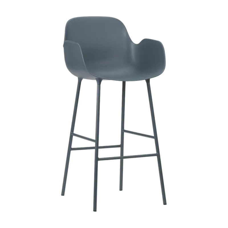 Chaise de bar avec accoudoirs en acier et pp bleu 75 cm Form - Normann Copenhagen - The Cool Republic