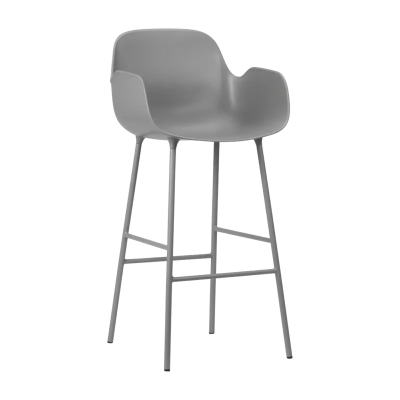 Chaise de bar avec accoudoirs en acier et pp gris 75 cm Form - Normann Copenhagen - The Cool Republic