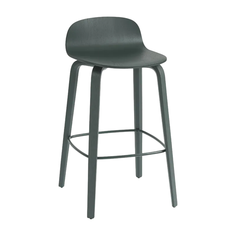 Chaise de bar en bois dark green 65 cm Visu - Muuto - The Cool Republic