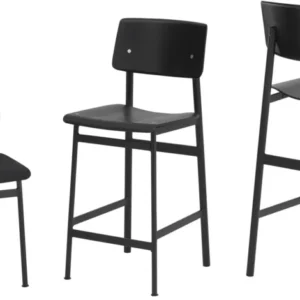 Chaise de bar en chêne noir et assise noire 75 cm Loft - Muuto - The Cool Republic