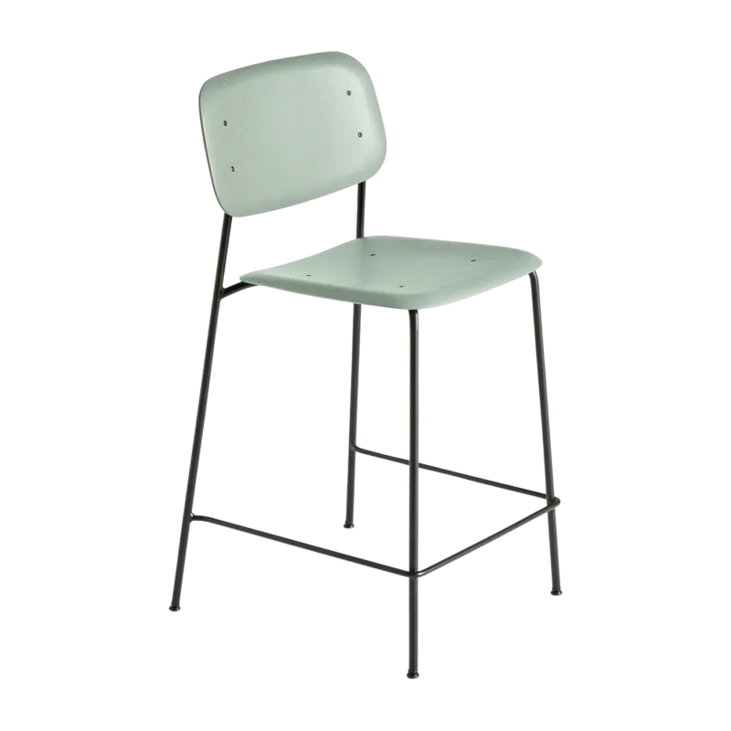 Chaise de bar en chêne vert et acier Soft Edge 90 - HAY - The Cool Republic