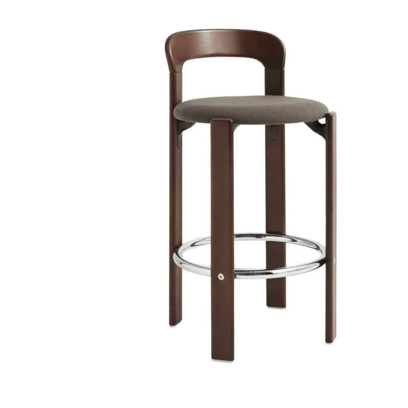 Chaise de bar en hêtre laqué marron ambré et assise en tissu 65cm Rey - HAY - The Cool Republic