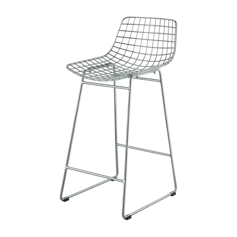 Chaise de bar en métal argent Wire - HKliving - The Cool Republic