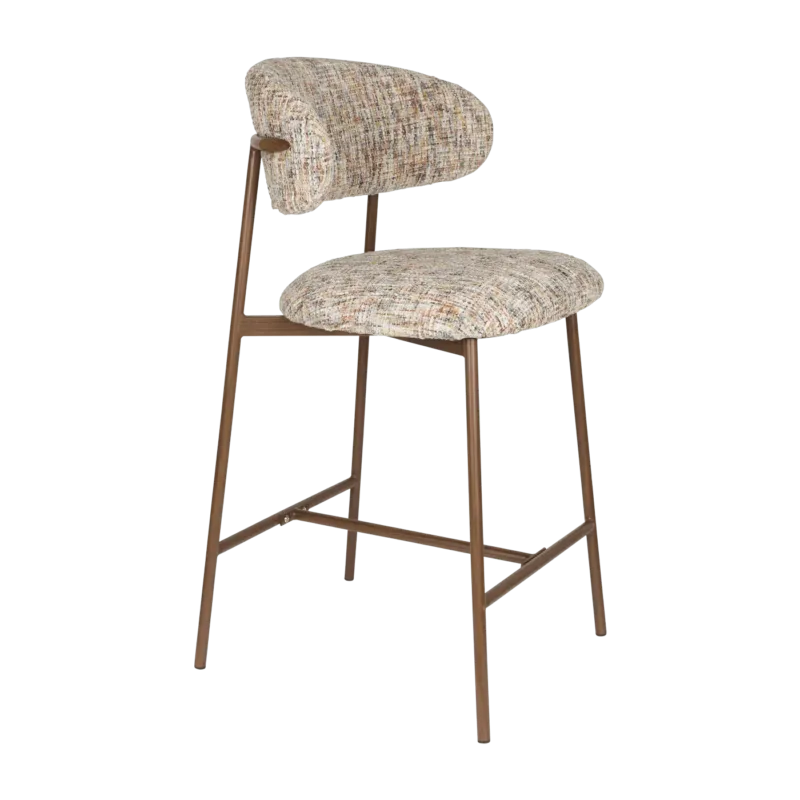 Chaise de bar en tissu beige 65cm Finn - The Cool Republic - The Cool Republic