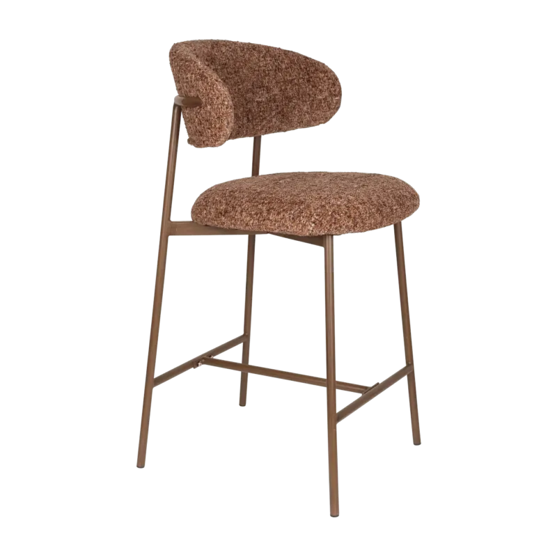Chaise de bar en tissu marron rouge 65cm Finn - The Cool Republic - The Cool Republic