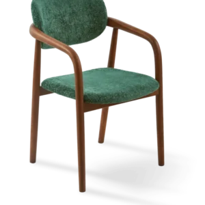 Chaise de salle à manger avec accoudoirs en tissu vert foncé et bois de frêne Greenish Henry - Pols Potten - The Cool Republic