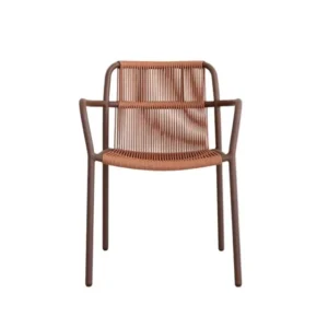 Chaise d'extérieur en aluminium thermolaqué et corde rouille 60x63x81cm Sweep - Vincent Sheppard - The Cool Republic