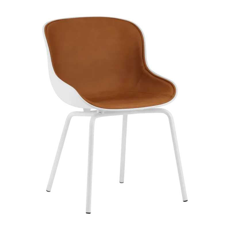 Chaise en acier peint et pp blanc avec cuir naturel Hyg - Normann Copenhagen - The Cool Republic