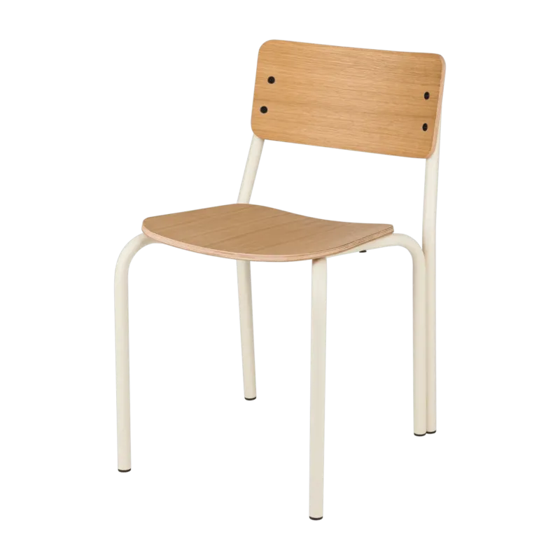 Chaise en bois de chêne et acier blanc Kei - noo.ma - The Cool Republic