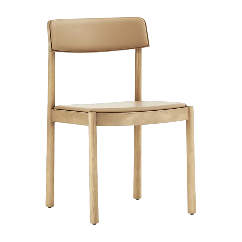 Chaise en bois de frêne avec assise en cuir Timb Tan/ Ultra Leather Camel - Normann Copenhagen - The Cool Republic