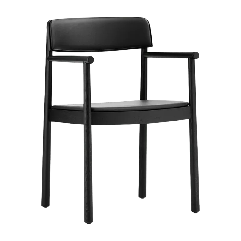 Chaise en bois de frêne noire avec assise en cuir et accoudoirs Timb noir/ Ultra Leather noir - Normann Copenhagen - The Cool Republic