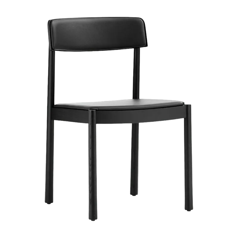 Chaise en bois de frêne noire avec assise en cuir Timb noir/ Ultra Leather noir - Normann Copenhagen - The Cool Republic
