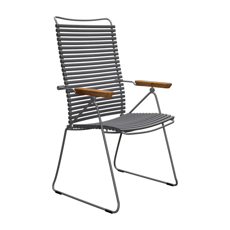 Chaise en métal et plastique gris foncé avec accoudoirs 106,5x58,5cm Click - Houe - The Cool Republic