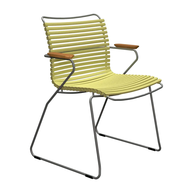 Chaise en métal et plastique jaune citron avec accoudoirs 60x90cm Click - Houe - The Cool Republic
