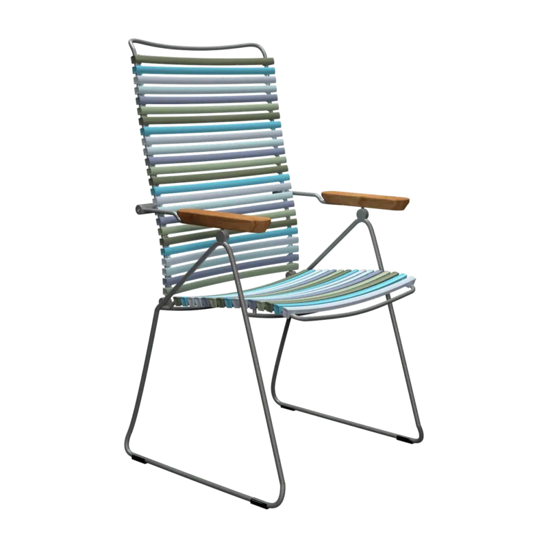 Chaise en métal et plastique multicolore bleu avec accoudoirs 106,5x58,5cm Click - Houe - The Cool Republic