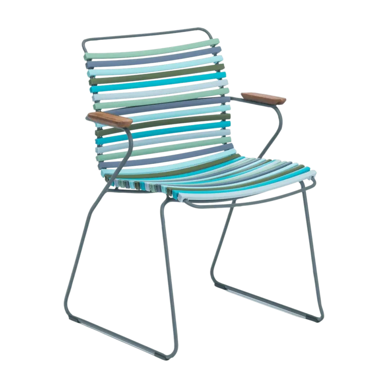 Chaise en métal et plastique multicolore combinaison 2 bleu et vert avec accoudoirs CLICK - Houe - The Cool Republic