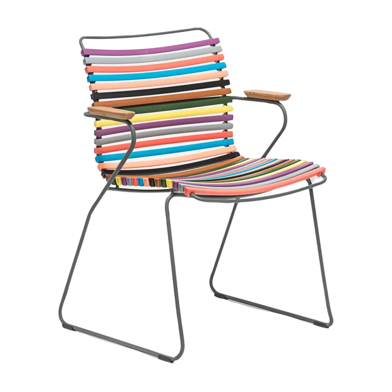Chaise en métal et plastique multicolore rouge / jaune avec accoudoirs CLICK - Houe - The Cool Republic