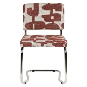 Chaise en tissu aux motifs rouge et acier chromé Ridge - Zuiver - The Cool Republic
