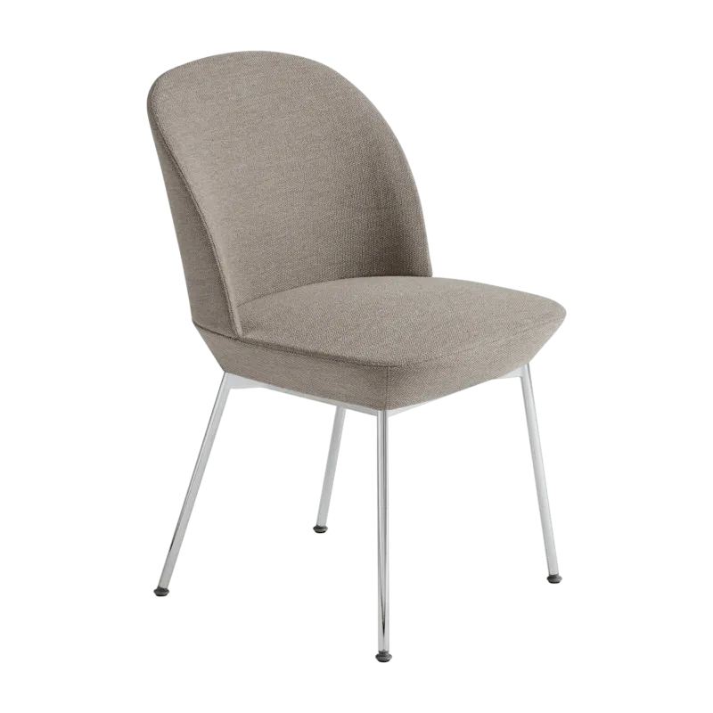 Chaise gris beige et pieds chrome Oslo - Muuto - The Cool Republic