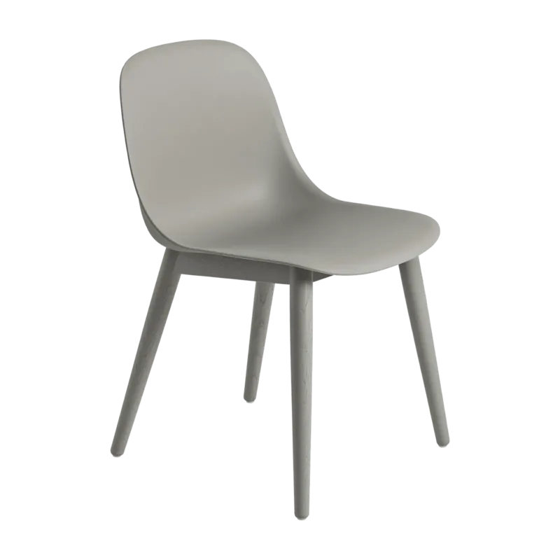 Chaise grise piétement en chêne Fiber - Muuto - The Cool Republic