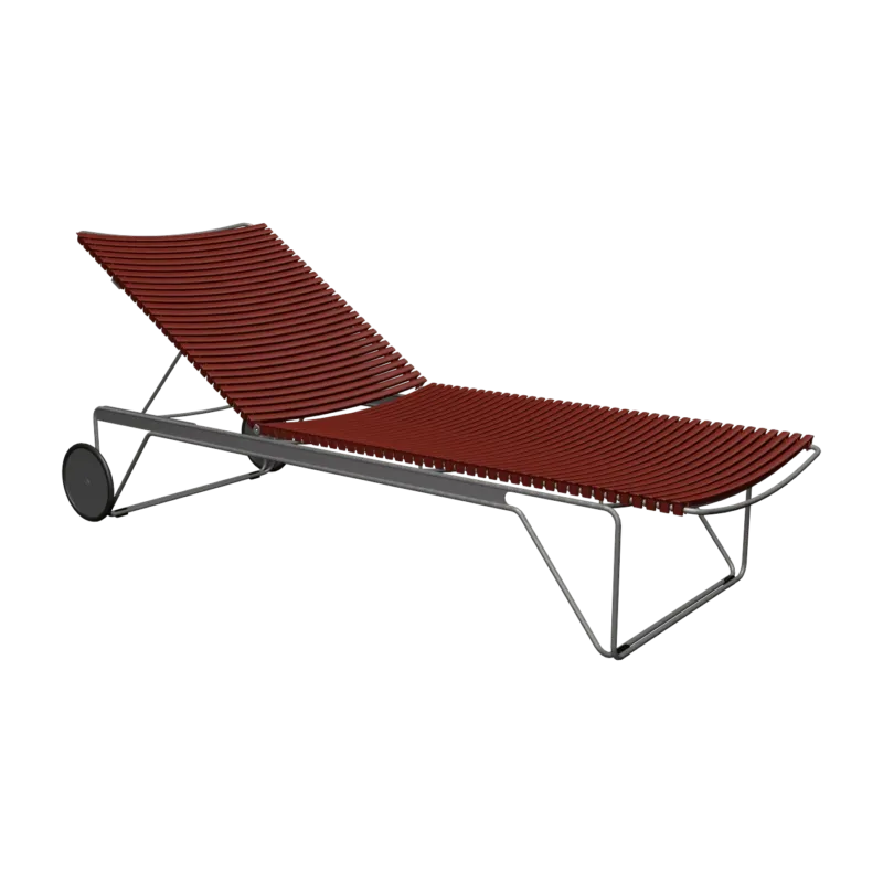 Chaise longue ajustable en métal et plastique rouge Click - Houe - The Cool Republic