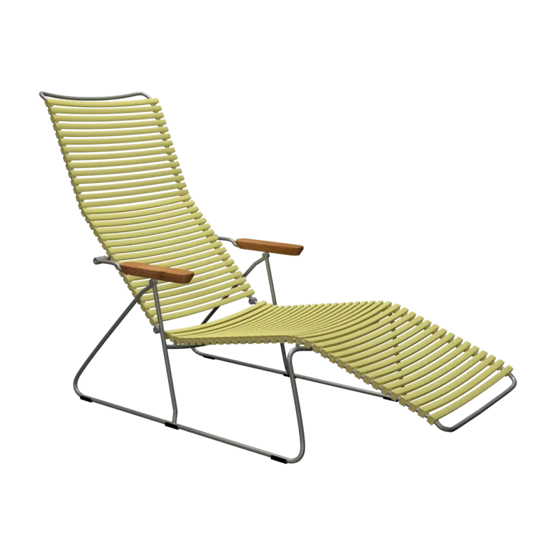Chaise longue en métal et plastique jaune citron 143x60,5x96cm sunlounger Click - Houe - The Cool Republic