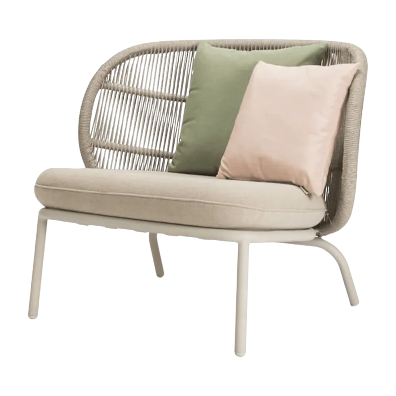 Chaise lounge de jardin blanche et tissu almond Kodo - Vincent Sheppard - The Cool Republic