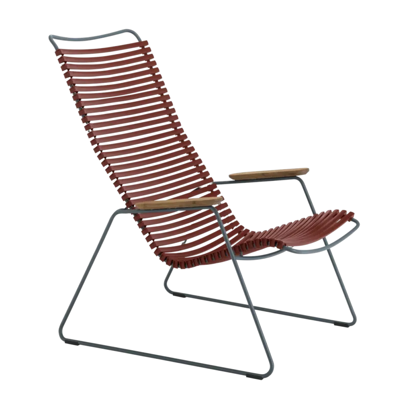 Chaise lounge en métal et plastique rouge Paprika CLICK - Houe - The Cool Republic